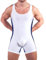 DLSMDOUS Herren Wrestling Unterhemden Ärmellose Sportunterstützer Wrestling Uniform Sport Bodysuit Jumpsuits Zum Spaß 4309 Weiß L