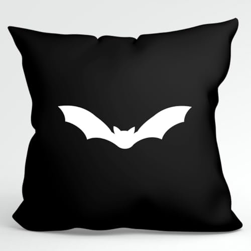 Huuraa Kopfkissen Fledermaus Silhouette Geschenk 40x40cm mit Füllung Black Baumwolle Fledermaus Deko
