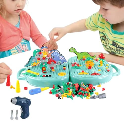 Boîte à Outils de Jeu Magique Montessori, Jouet d'écrous et de boulons, eBoîte à Outils de Jeu Magique Montessori Ours avec Perceuse, Boîte à Outils Créative pour Enf Ants (Tool Box + Electric Drill)