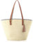 LATRAT Sac à main en paille pour femme - Grand sac en osier tressé - Sac à main en raphia avec fermeture éclair et bandoulière en cuir - Beige