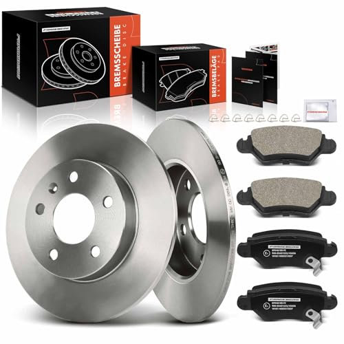 Frankberg 2x Bremsscheiben + 4x Bremsbeläge mit Bremsenschmiermittel Hinterachse Kompatibel mit Astra G Cabriolet F67 2001-2005 Astra G Caravan T98 1998-2004 Replace# 1605039