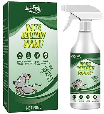 Mouse Repellent Spray, 60ml Peppermint Oil 100% Natural Mice Repellent for Indoor Outdoor Rodents, Rat Poisoning for Wires Cables Car Engines,Perfect Alternative to Traps & Bait