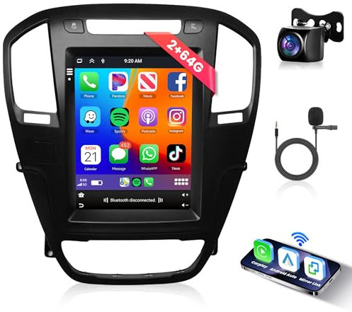 Rimoody 2G+64G Wireless Carplay Android 13 Autoradio für Opel Insignia Buick Regal 2009-2013 9,7 Zoll Autoradio mit Android Auto GPS Navi WiFi Mirror Link Bluetooth FM/RDS/DAB/DVR/SWC Rückfahrkamera