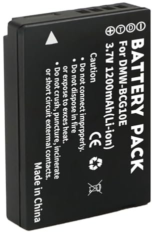 DMW-BCG10E Batterie compatible avec Panasonic DMW-BCG10 / DMW-BCG10E 1200 mAh 3,7 V 3,06 Wh compatible avec Panasonic Lumix DMC 3D1 TZ36 TZ31 TZ25 TZ22 TZ18 TZ10 TZ8 TZ7 TZ6 ZX3 ZX1 Leica V-Lux 20.