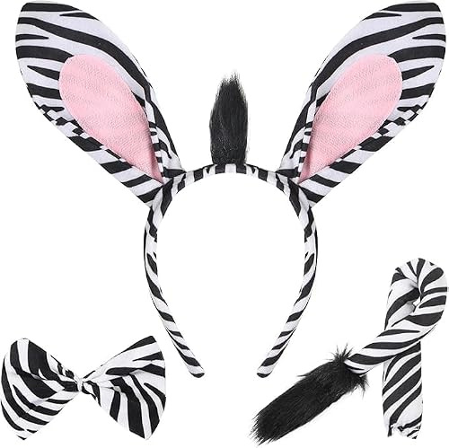 LXONTSG Tier Cosplay Set, 3 Stück Tier Cosplay Accessoires, Tierohren Stirnband Set, Kinder Tierohren Stirnband, Fliege, Schwanz, Tierohren Stirnband Erwachsene, für Fasching Karneval Halloween