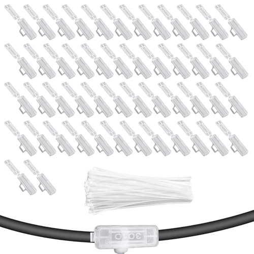 50 Pezzi Etichette per Cavi con 100 Fascette Plastica, Etichettatura Cavi Trasparenti in Plastica, 9 x 30 mm, per la Marcatura e la Classificazione di Vari Cavi
