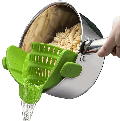 CHEFZOCO Colador plegable para olla, Escurridor de pasta, Escurridor de Verdura, escurridor Plegable para Ollas, Colador Ajustable Ollas, Libre de BPA, Silicona, Apto para lavavajilla (Verde)
