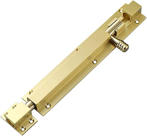 Solid Steel Sliding Bolt Lock with Brushed Finish Heavy Duty Barrel Bolt Lock for Doors Includes Screws 8 inches Gold Color