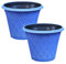 Fyne-Finds Set of 2 Round 30cm 12inch Garden Plant Pot Marine Blue Outdoor Planter Decorative Cover, Drainage Holes, Weather, Frost Proof