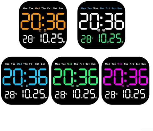 Zilimontt Radio Controlled Wall Clock Screen LCD Silent Auto,Digital Wall Clock with ime & Temp Alongside Alarms & Countdowns,Desk Clock For Living Room,Kitchen, Bedroom(Blue)