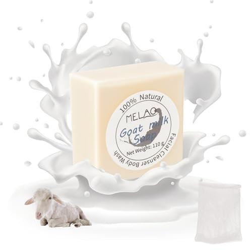Naturseife Ziegenmilch, Ziegenmilchseife Biologisch 110g, Natürliche Feste Seifen, Körperseife und Handseife Fest, Beruhigend Feuchtigkeitsspendend Reinigend