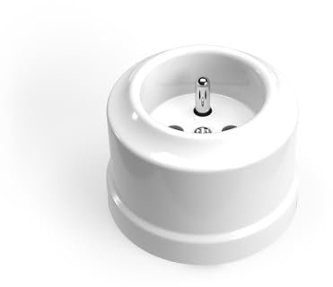 LaMorell LightDesing Prise murale française en porcelaine blanche Ø65 mm