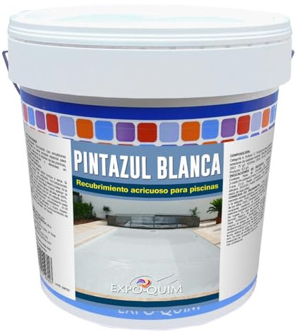 PINTURA para PISCINAS de CEMENTO al AGUA con acción IMPERMEABILIZANTE (Blanco, 5 kg) – Secado rápido, antideslizante y resistente a UV – Apta para ESTANQUES y FUENTES
