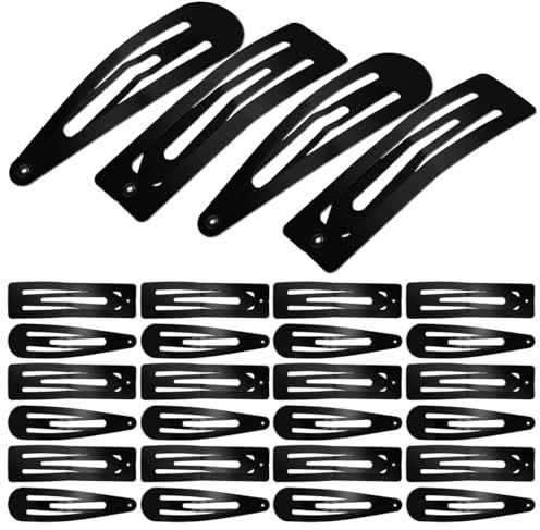 CALLARON Pinces À Cheveux 30 Pièces Barrettes À Cheveux Noires À Pression Clips À En Métal 8.00 cm Pour Coiffure Frange Maquillage Et Lavage Du Visage