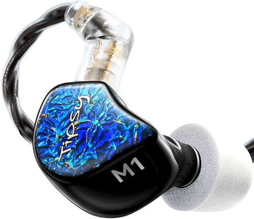 Tipsy M1 IEM, Bamboo Fiber Diaphragm in-Ear Monitor, Warm, Lively Bass & Vocals, 36dB Noise Isolation, Resin Shell, Detachable 0.78mm 2‑Pin Cable (A(Blue))