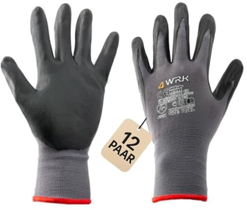 KEILOR SHIELD ACTIVE – 12 Paar Robuste Arbeitshandschuhe aus Nitril mit Mikroschaumbeschichtung – Größe 10 (XL) – Unisex – Rutschfest, Atmungsaktiv & Präzise – Für Werkstatt, Bau, Industrie & Montage