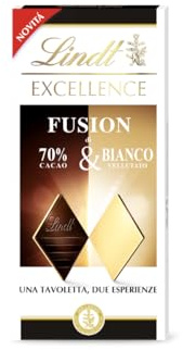 Lindt EXCELLENCE FUSION tavoletta di cioccolato fondente 70% e bianco