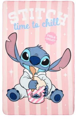 CARTOON Disney Stitch Decke für Kinder, 100 x 150 cm, weiche Fleecedecke aus 100% Polyester, 220 g/m², warm und leicht, ideal für Kinderbett oder Sofa