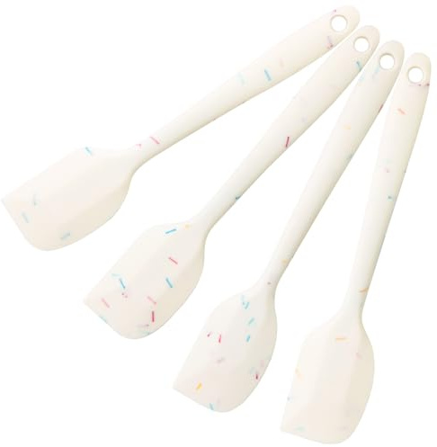 KIBBEH 4 Stück Silikon Teigschaber Hitzebeständig | Konfetti Design, 8,5 Zoll (21,5 cm), für Backen, Rühren, Kochen, Seifenherstellung, leicht zu reinigen, langlebig