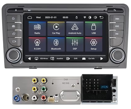 MAVYULQEF Linux Radio es Compatible con Audi A3 S3 RS3 8P 2003-2012 Inicio Rápido/Bluetooth/Wireless CarPlay/Android Auto/FM/Am/RDS/USB