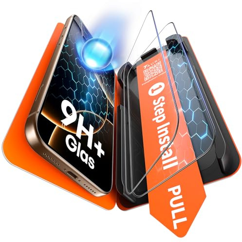 TAURI 2 Pack for iPhone 16 Pro Screen Protector, [1-Step Install] | Auto Dust-Removal, 9H+ Tempered Glass Film, Full Coverage Protection, Anti-scratch [Military-Grade Shatterproof] Bubble-Free