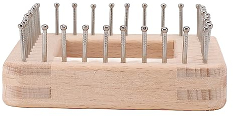 HELEVIA Mini Fyrkantig Stickbräda med Träkrokar, för Vävmattor Halsdukar Mössor Filtar Strumpor (Små)