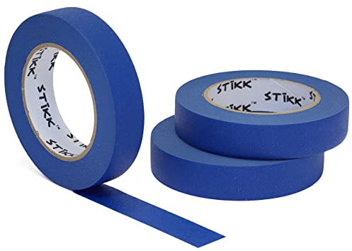3 Pack-36 Rollen-Etuis 2,5 cm x 60 Yd STIKK blau Maler-Klebeband 14 Tage einfache Entfernung Trim Kanten Finishing Abdeckband (0,94 in 24 mm), Pack Of 3, blau