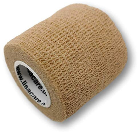 LisaCare Bandages First Aid - 2 Rollen, 5cm breit - Medizinprodukt | Verbandwickel Baumwolle für Wunden jeder Art mit Farb- & Motivauswahl (Haut) - Wundverband, Fixierverband, Pflaster