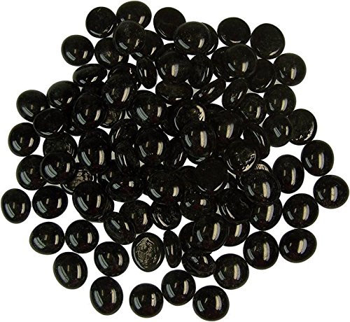 STONED® 200 Approx. Round Decorative Glass Pebbles/Stones/Beads/Nuggets 17-20 mm (Black)