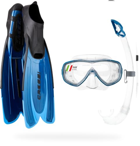 Cressi Agua Set - Set Maske Schnorchel und Flossen, Farbe Blu