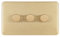 Schneider Electric Lisse Screwless Deco - 3 Gang Universal 2 Way Dimmer Light Switch, 250W/VA, GGBL6032CSBS, Satin Brass