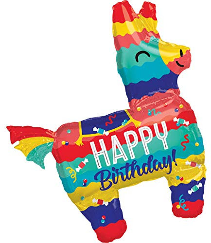 Amscan 3798601 - SuperShape Folienballon Piñata Lama Happy Birthday, circa 73 x 83 cm, Geburtstag, Heliumballon