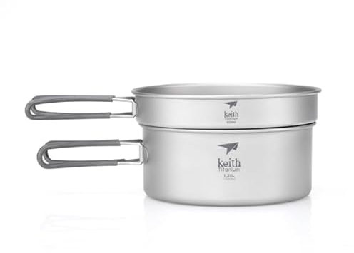 Keith Unisex-Adult 2-Piece Titanium Pot and PAN Cook Set, Grey, One Size