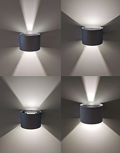 Trango 1er Pack 3035A IP44 Up & Down Strahler Außenwandlampe inkl. LED Leuchtmittel Wandstrahler in Rund Schwarz matt als innen & außen Wandstrahler, Außenwandleuchte, Außenstrahler
