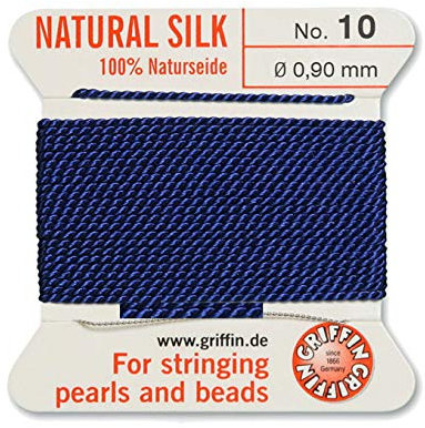Creative-Beads Perlenfaden, Schnur, Perlseide zum auffädeln 2m lang mit flexiblem Drahtende als Fädelnadel Stärke 0,90mm blau