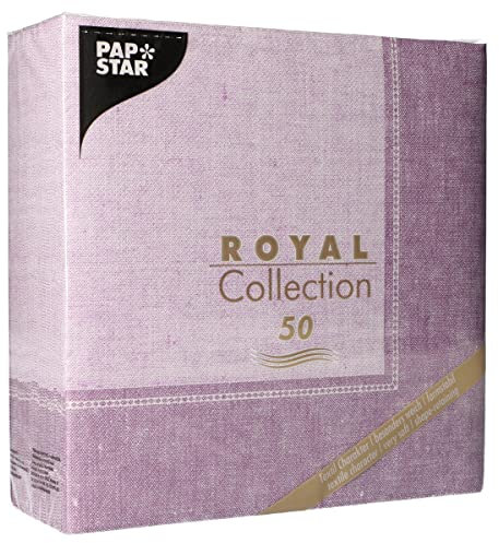 PAPSTAR Servietten ROYAL Collection 1/4-Falz 40 cm x 40 cm Flieder Linum 88315 Premiumservietten stoffähnlich Gute Faltbarkeit, 50 Stück