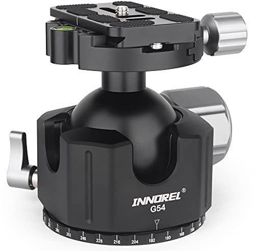 Low Profile Tripod Ball Head-INNOREL Panoramic CNC Metal Camera Tripod Ballhead with 1/4 Arca Swiss Quick Release Plate Aluminum Alloy Head for Tripods,Monopod,DSLR,Camcorder,Max Load 30kg (G54)