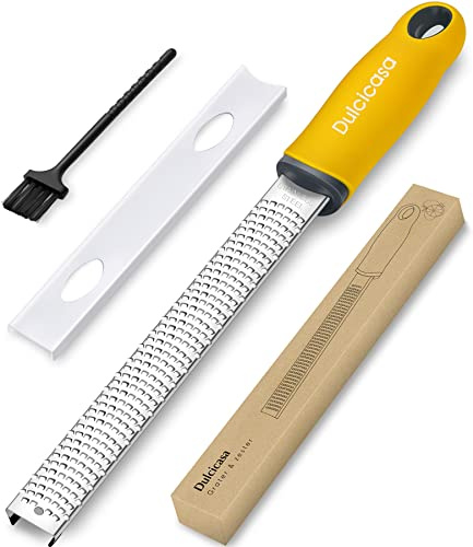 Professional Stainless Steel Lemon Zester & Grater - Premium Kitchen Tool for Cheese, Garlic, Ginger, Chocolate, Vegetables & Fruits | Dishwasher Safe