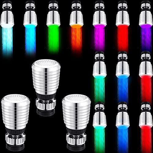3 Pieces LED Water Faucet Light Color Changing Tap for Kitchen and Bathroom(Rotatable LED Faucet)