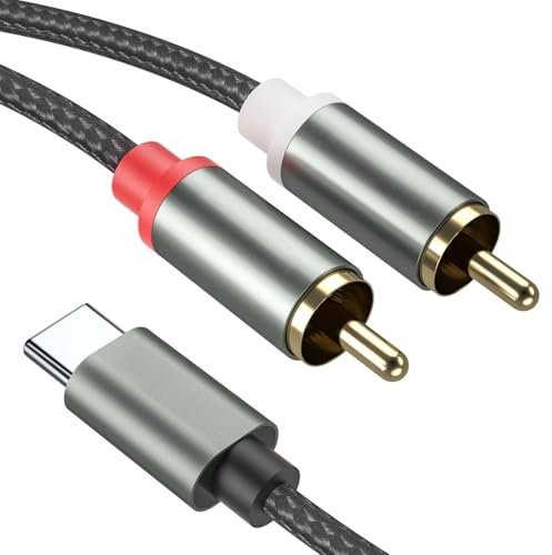 Froggen Typ C auf 2X RCA Audio Kabel, Typ-C-Stecker auf 2 Cinch-Stecker, USB-C-Stecker auf 2 Cinch-Stecker Stereo Audio Konverter Y-Splitter-Kabel kompatibel für Huawei, Laptop, Verstärker usw.