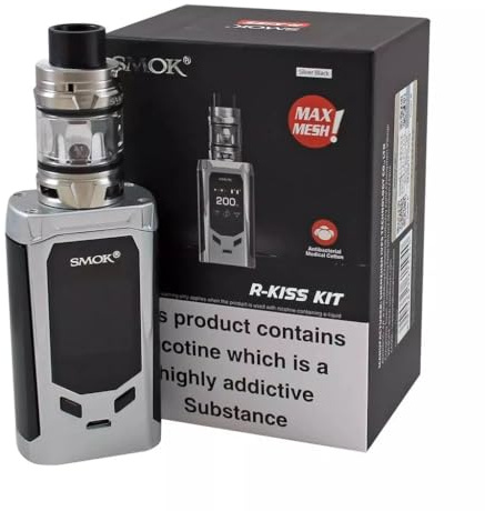 SMOK R KISS Vape Kit 200W [Silver] - Dual 18650 Box Mod with 2ml TFV-Mini V2 Tank, Mesh Coils, Compact Design, Powerful Flavor and Clouds, No Nicotine No Liquid