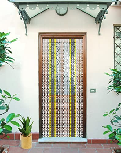 Tenda antimosche Moschiera FANTASIA2, 3colori/4misure, Porte esterne/interne, Divisori, Negozio, Camper ottima Schermatura 100% MADE in ITALY (80 x 220 cm, Bianco - Giallo - Grigio Metallizzato)
