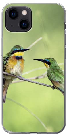 MuchoWow Funda para iPhone 13 Mini - Tres pequeños abejarucos Enanos en una Rama - Funda de Silicona/Funda Blanda para teléfono móvil