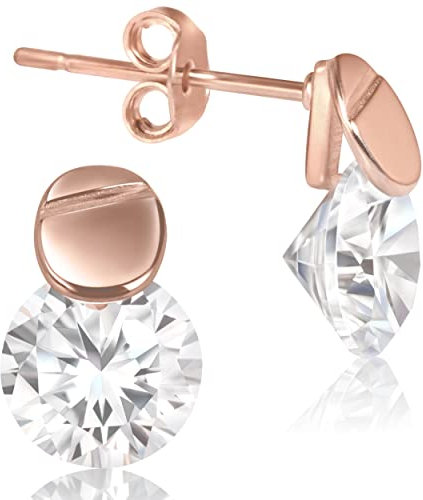 Leisha Ohrstecker Silber 925 mit Kristallen (Vergoldet 18 K rose gold) - Luxuriöse Ohrringe Silber 925 - Nickelfreie Ohrringe - Ohrstecker in Geschenkbox (Rosegold)
