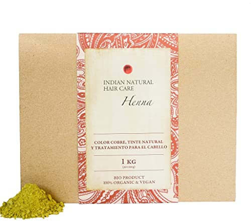 Henna - Color cobre - 1kg - Tinte natural y tratamiento para el cabello - En polvo (1kg)