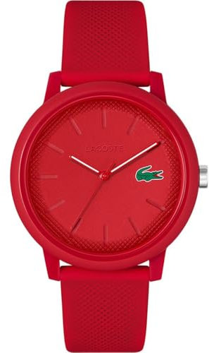 Lacoste Analog Quarzuhr für Herren Kollektion LACOSTE.12.12 mit Rotes Silikonarmband - 2011173