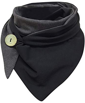 Schal Damen Schwarz Mit Knöpfen Vintage Weich Baumwollschal Mit Knopf Muster Halstuch Deckel Kuschelig Herbst Winter Dreieck Blumen Warm Knopfschal Winterschal Damenschal Scarf