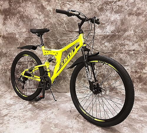 Generisch 26 Zoll MTB Blackrider Vollgefedert 21-Gang Kettenschaltung mit Scheibenbremsen NEU 2638-SCHWARZ-GELB