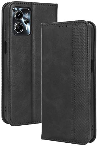 HAOYE Coque pour Motorola Moto G13, Cuir Etui Premium PU + TPU Housse Folio Flip Case, Cover Portefeuille ave ID Carte de Crédit Slot Fermeture Magnétique, Noir