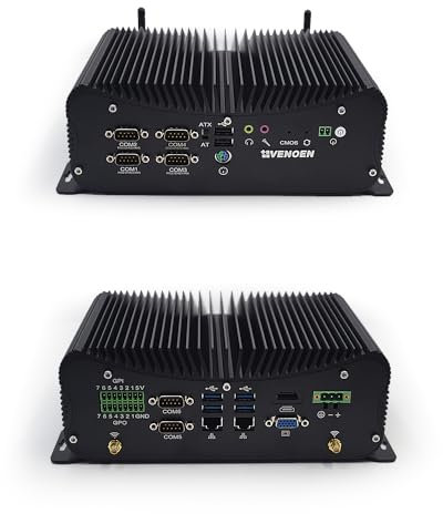 VENOEN Industrial Mini PC Core i7 1165G7, lüfterlos PC I7, Dual 2.5Gbe LAN, Win 11 Pro, 9-36V, 6 RS232/RS485 COM, GPIO, HD, VGA, USB3.0, SIM-Slot, WiFi, BT4.2, Industrie-Computer, DDR4 RAM, MSATA SSD